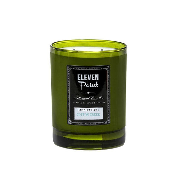 Cotton Creek Green Glass Candle